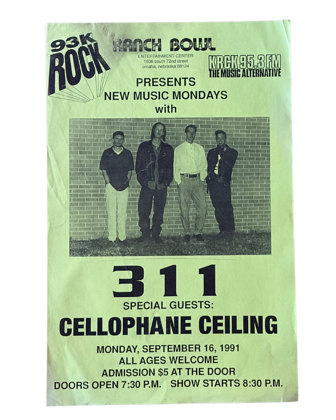 311 with Cellophane Paper Show Poster (September 16, 1991)