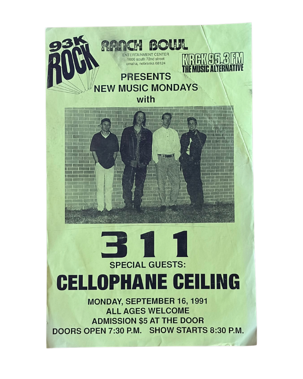 311 with Cellophane Paper Show Poster (September 16, 1991)