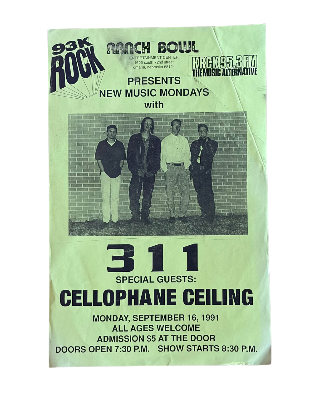 311 with Cellophane Paper Show Poster (September 16, 1991)