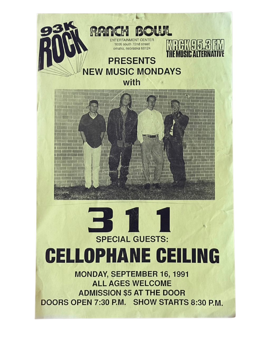 311 with Cellophane Paper Show Poster (September 16, 1991)