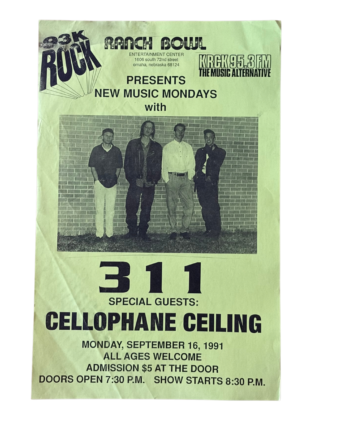 311 with Cellophane Paper Show Poster (September 16, 1991)