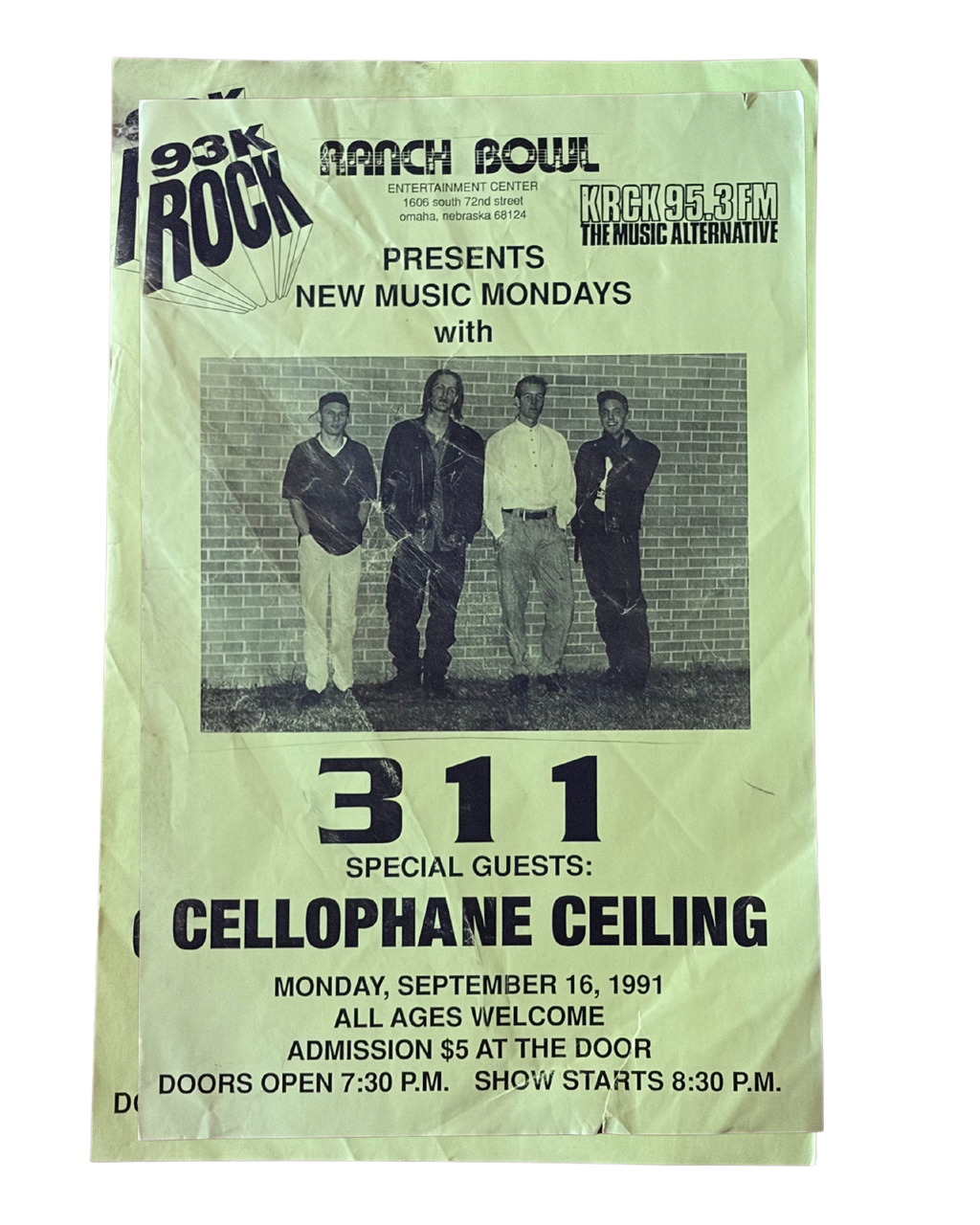 311 with Cellophane Paper Show Poster (September 16, 1991)
