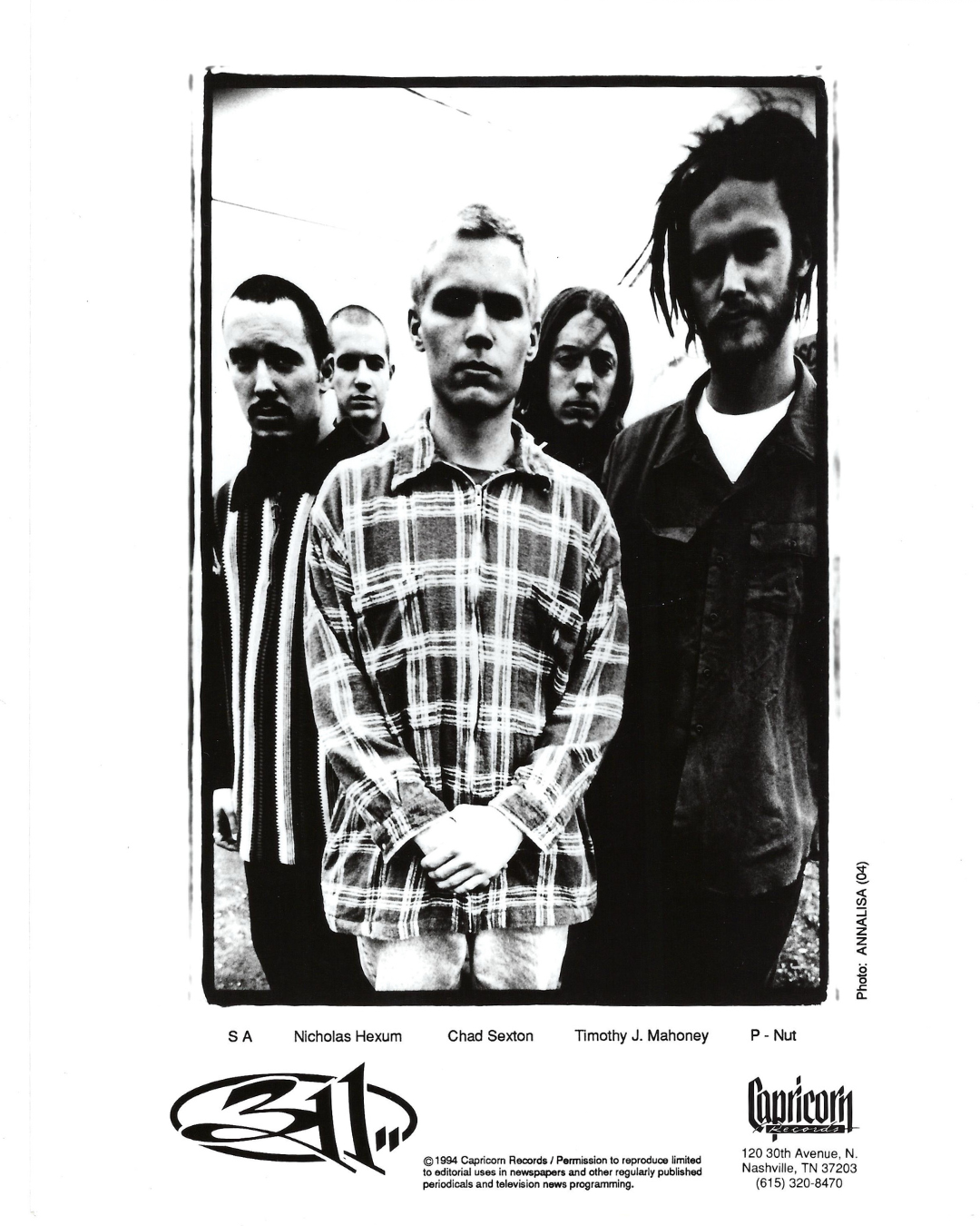 311 Full Band Promo Photo Prints (1994, SIGNED)